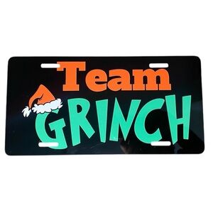Team Grinch Black License Plate 12 inch by 6 inch